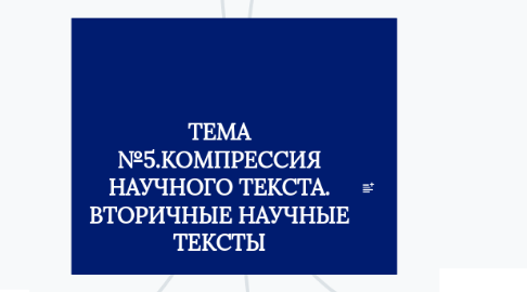 Mind Map: ТЕМА №5.КОМПРЕССИЯ НАУЧНОГО ТЕКСТА. ВТОРИЧНЫЕ НАУЧНЫЕ ТЕКСТЫ