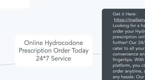 Mind Map: Online Hydrocodone Prescription Order Today 24*7 Service