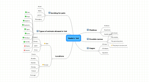 Mind Map: Nadia's Vet