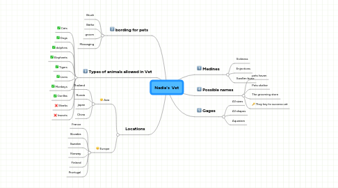 Mind Map: Nadia's  Vet