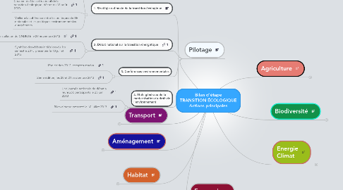 Mind Map: Bilan d'étape TRANSITION ÉCOLOGIQUE Actions principales