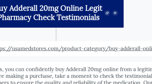 Mind Map: Buy Adderall 20mg Online Legit Pharmacy Check Testimonials