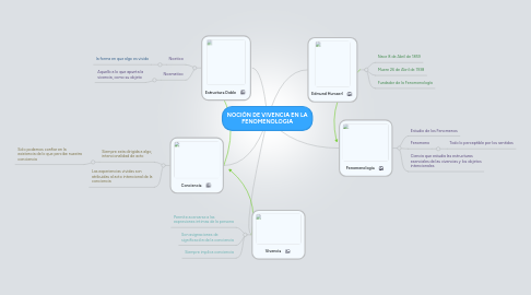 Mind Map: NOCIÓN DE VIVENCIA EN LA FENOMENOLOGIA