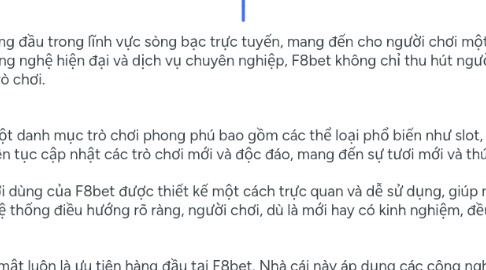 Mind Map: F8bet Nhà cái cá cược hàng đầu với dịch vụ chuyên nghiệp