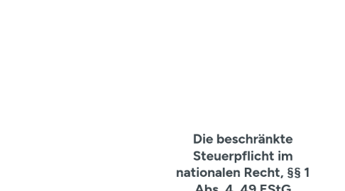 Mind Map: Die beschränkte Steuerpflicht im nationalen Recht, §§ 1 Abs. 4, 49 EStG