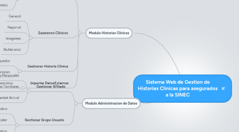 Mind Map: Sistema Web de Gestion de Historias Clinicas para asegurados a la SINEC