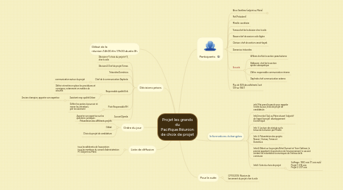 Mind Map: Projet les grands du Pacifique:Réunion de choix de projet