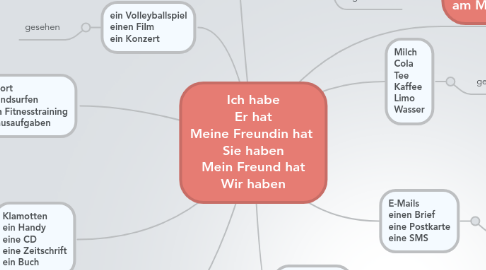 Mind Map: Ich habe Er hat Meine Freundin hat  Sie haben Mein Freund hat Wir haben