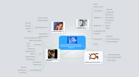 Mind Map: TÉCNICAS DE APOYO PSICOLÓGICO Y SOCIAL EN SITUACIONES DE CRISIS (MF0072)