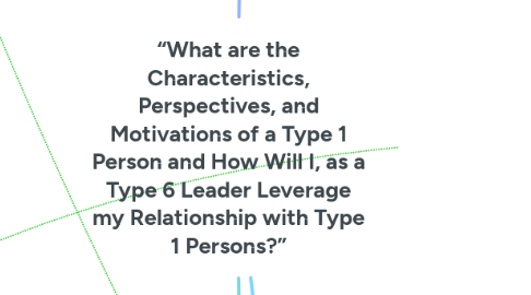 Mind Map: “What are the Characteristics, Perspectives, and Motivations of a Type 1 Person and How Will I, as a Type 6 Leader Leverage my Relationship with Type 1 Persons?”