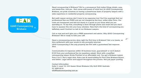 Mind Map: LEAD Conveyancing Brisbane