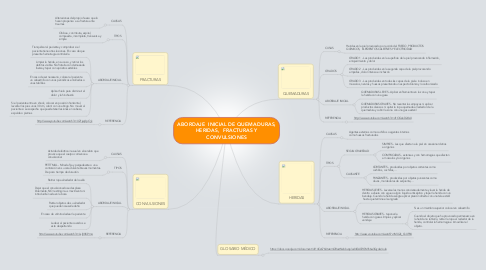 Mind Map: ABORDAJE  INICIAL DE QUEMADURAS, HERIDAS,  FRACTURAS Y CONVULSIONES