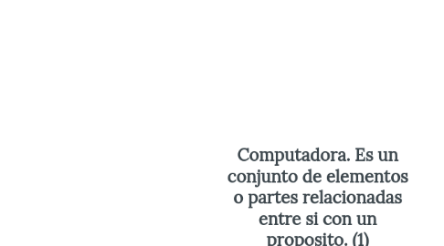 Mind Map: Computadora. Es un conjunto de elementos o partes relacionadas entre si con un proposito. (1)
