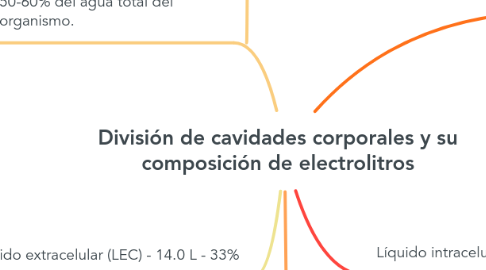 Mind Map: División de cavidades corporales y su composición de electrolitros