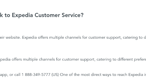 Mind Map: How to Talk to Expedia Customer Service?