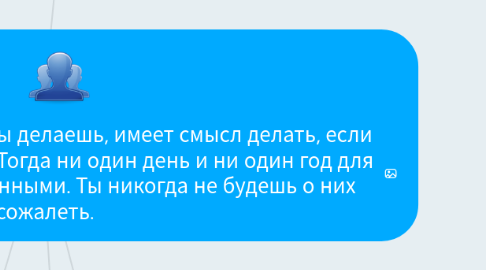 Mind Map: Практика группы 1. То, что ты делаешь, имеет смысл делать, если это приносит тебе радость. Тогда ни один день и ни один год для тебя не пройдут незамеченными. Ты никогда не будешь о них сожалеть.