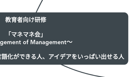 Mind Map: 教育者向け研修 「マネマネ会」 〜Management of Management〜 第3回 1から10を学ぶ人、言語化ができる人、アイデアをいっぱい出せる人