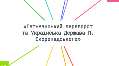 Mind Map: «Гетьманський переворот та Українська Держава П. Скоропадського»