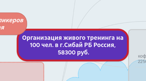 Mind Map: Организация живого тренинга на 100 чел. в г.Сибай РБ Россия, 58300 руб.
