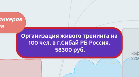 Mind Map: Организация живого тренинга на 100 чел. в г.Сибай РБ Россия,  58300 руб.