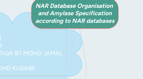 Mind Map: NAR Database Organisation  and Amylase Specification according to NAR databases