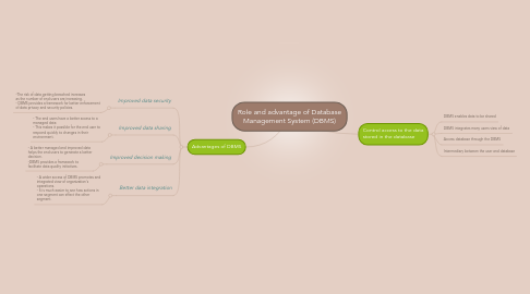 Mind Map: Role and advantage of Database Management System (DBMS)