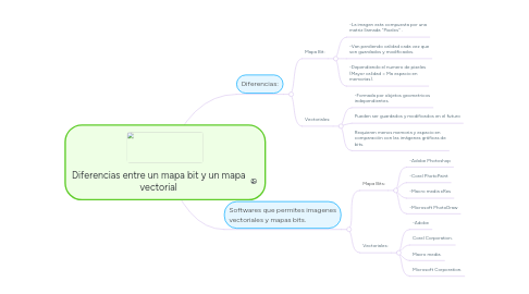 Mind Map: Diferencias entre un mapa bit y un mapa vectorial