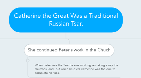 Mind Map: Catherine the Great Was a Traditional Russian Tsar.