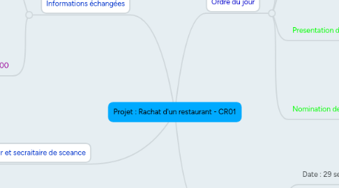 Mind Map: Projet : Rachat d'un restaurant - CR01