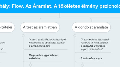 Mind Map: Csíkszentmihályi Mihály: Flow. Az Áramlat. A tökéletes élmény pszichológiája (2001)