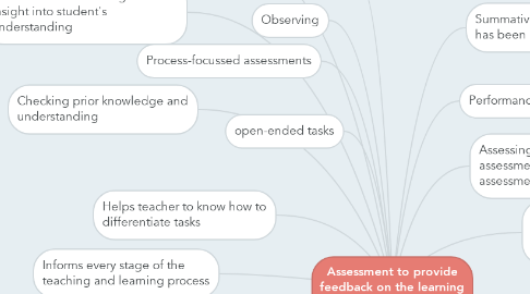 Mind Map: Assessment to provide feedback on the learning process