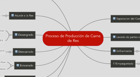 Mind Map: Proceso de Producción de Carne de Res