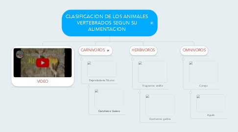 Mind Map: CLASIFICACION DE LOS ANIMALES VERTEBRADOS SEGUN SU ALIMENTACION