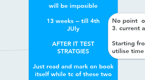 Mind Map: dAILY Strategy TARGET-10 weeks  will be imposible  13 weeks -- till 4th JUly  AFTER IT TEST STRATGIES  Just read and mark on book itself while tc of these two  if RED uncovered note it down  GS Manual