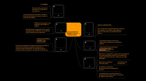 Mind Map: LAS RELACIONES DEL CEREBRO CON LAS PERCEPCIONES.