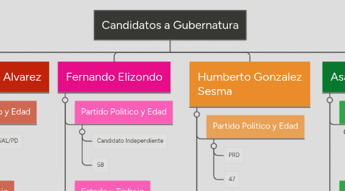 Mind Map: Candidatos a Gubernatura