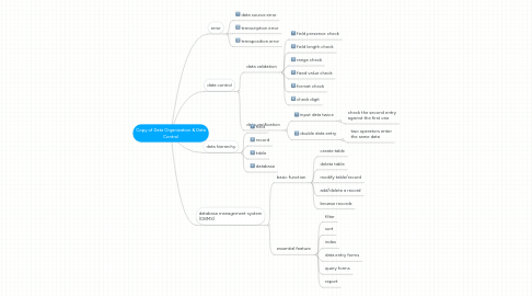 Mind Map: Copy of Data Organization & Data Control