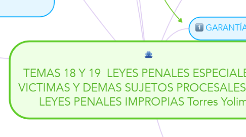 Mind Map: TEMAS 18 Y 19  LEYES PENALES ESPECIALES DE VICTIMAS Y DEMAS SUJETOS PROCESALES Y LAS LEYES PENALES IMPROPIAS Torres Yolimar