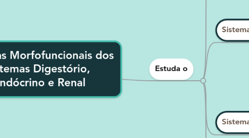 Mind Map: Ciências Morfofuncionais dos Sistemas Digestório,  Endócrino e Renal