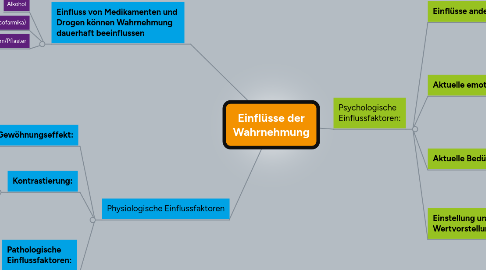 Mind Map: Einflüsse der Wahrnehmung