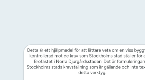 Mind Map: Detta är ett hjälpmedel för att lättare veta om en viss byggvara är kontrollerad mot de krav som Stockholms stad ställer för etapp Brofästet i Norra Djurgårdsstaden. Det är formuleringarna i Stockholms stads kravställning som är gällande och inte texterna i detta verktyg.  Skapat av: Térèse Kuldkepp, Incoord Senast sparad: 2017-09-11 www.incoord.se