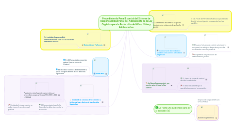 Mind Map: Procedimiento Penal Especial del Sistema de Responsabilidad Penal del Adolescente de la Ley Orgánica para la Protección de Niños, Niñas y Adolescentes