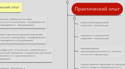 Mind Map: Знания, умения и практический опыт по профессиональным модулям профессии МОЦИ