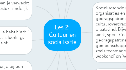 Mind Map: Les 2: Cultuur en socialisatie
