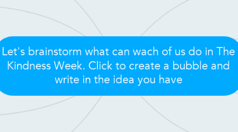 Mind Map: Let's brainstorm what can wach of us do in The Kindness Week. Click to create a bubble and write in the idea you have