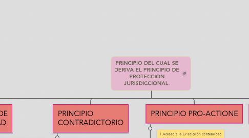 Mind Map: PRINCIPIO DEL CUAL SE DERIVA EL PRINCIPIO DE PROTECCION JURISDICCIONAL.