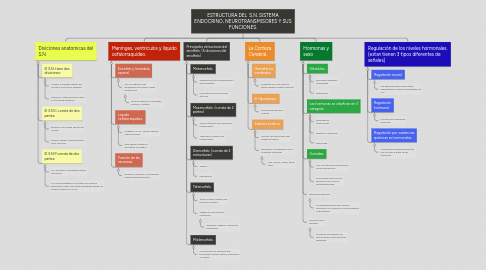 Mind Map: ESTRUCTURA DEL  S.N. SISTEMA ENDOCRINO, NEUROTRANSMISORES Y SUS FUNCIONES.