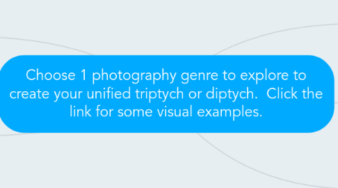 Mind Map: Choose 1 photography genre to explore to create your unified triptych or diptych.  Click the link for some visual examples.