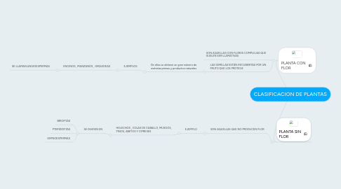 Mind Map: CLASIFICACIÓN DE PLANTAS
