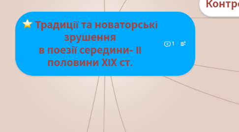 Mind Map: Традиції та новаторські зрушення в поезії середини- ІІ половини ХІХ ст.